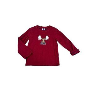 Janie & Jack Boys Size 4 Moose Graphic Long-Sleeve Tee Shirt Red